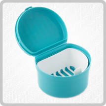 Plastic Denture Cup With Hinged Lid