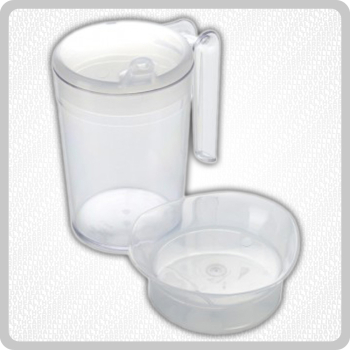 Plastic Beaker Set Feeder/Drinking Cup With 2 Lids - 300ml