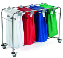 Medi-Cart 4 Bag Laundry Trolley with White, Red, Blue & Green Lid