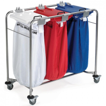 Medi-Cart 3 Bag Laundry Trolley with White, Red & Blue Lid