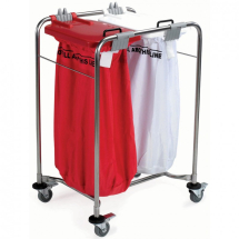 Medi-Cart 2 Bag Laundry Trolley with White & Red Lid