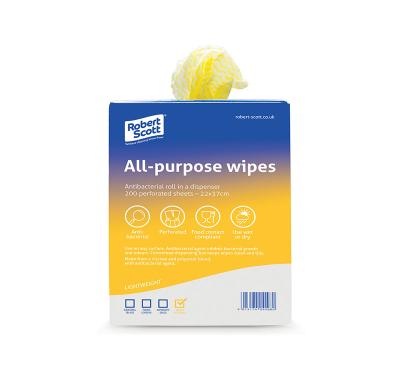Anti-Bac Wipes Roll 1x200 - Yellow